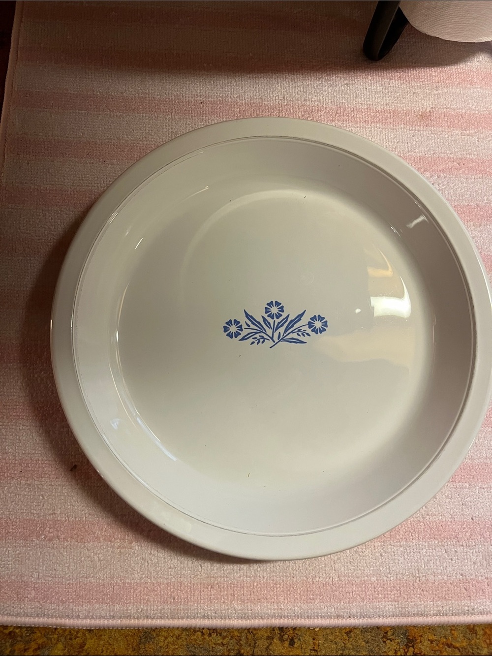 Vintage Coringware 9 inch pie plate. Blue Cornflower Pattern P-309